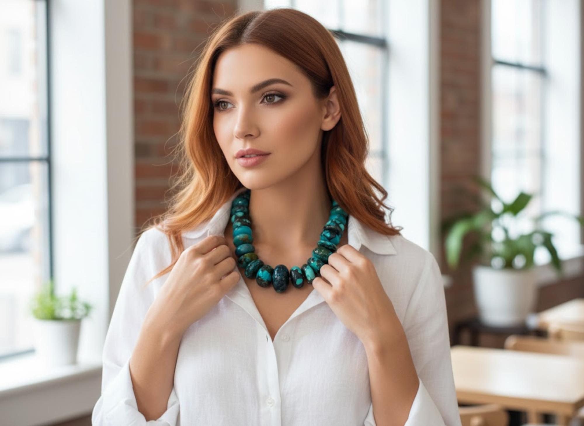 Hubei Turquoise Knotted Necklace For Sale 4