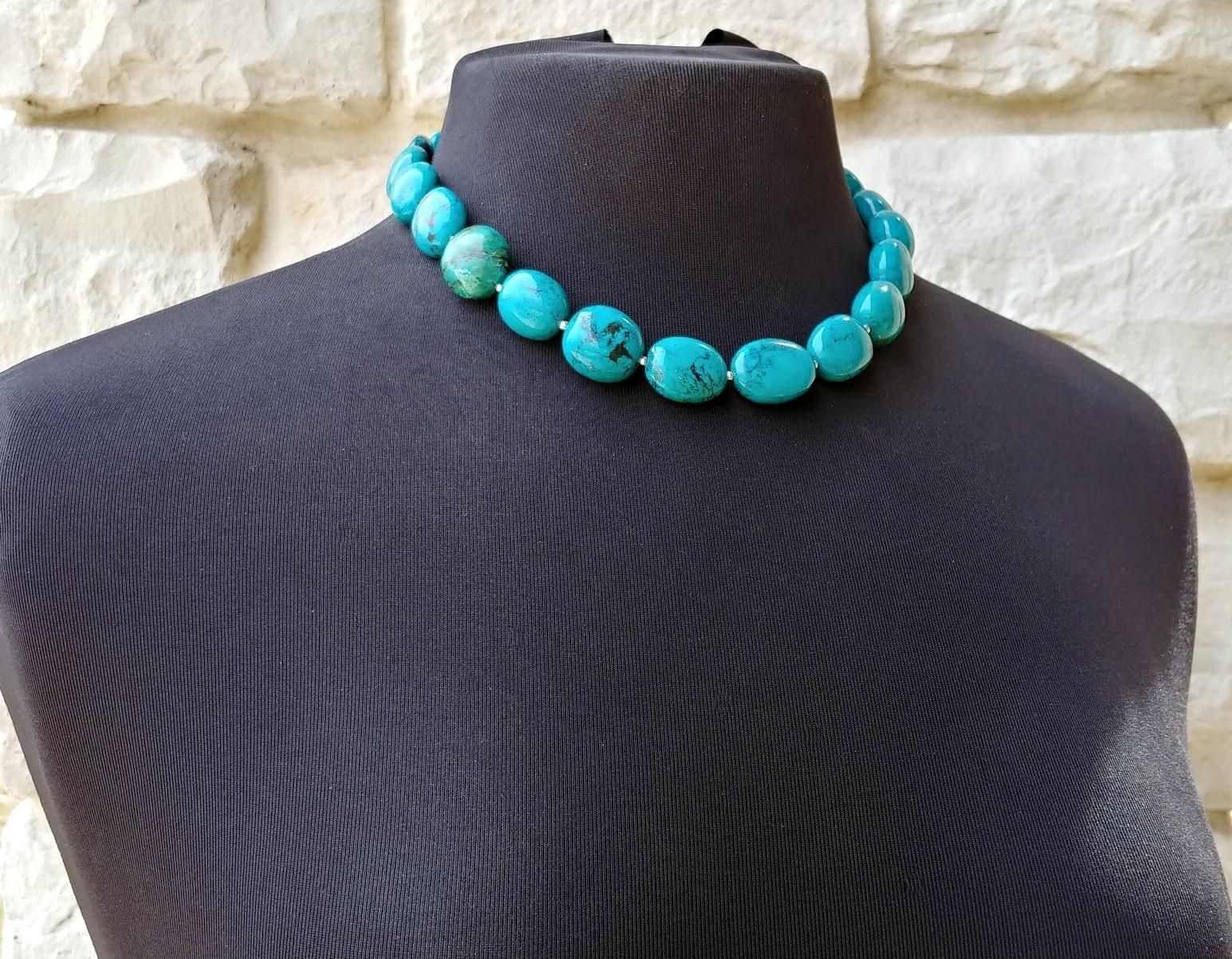 Bead Hubei Turquoise Necklace With Turquoise Clasp For Sale