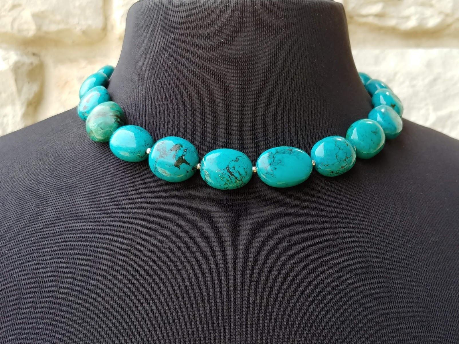 Hubei Turquoise Necklace With Turquoise Clasp For Sale 1
