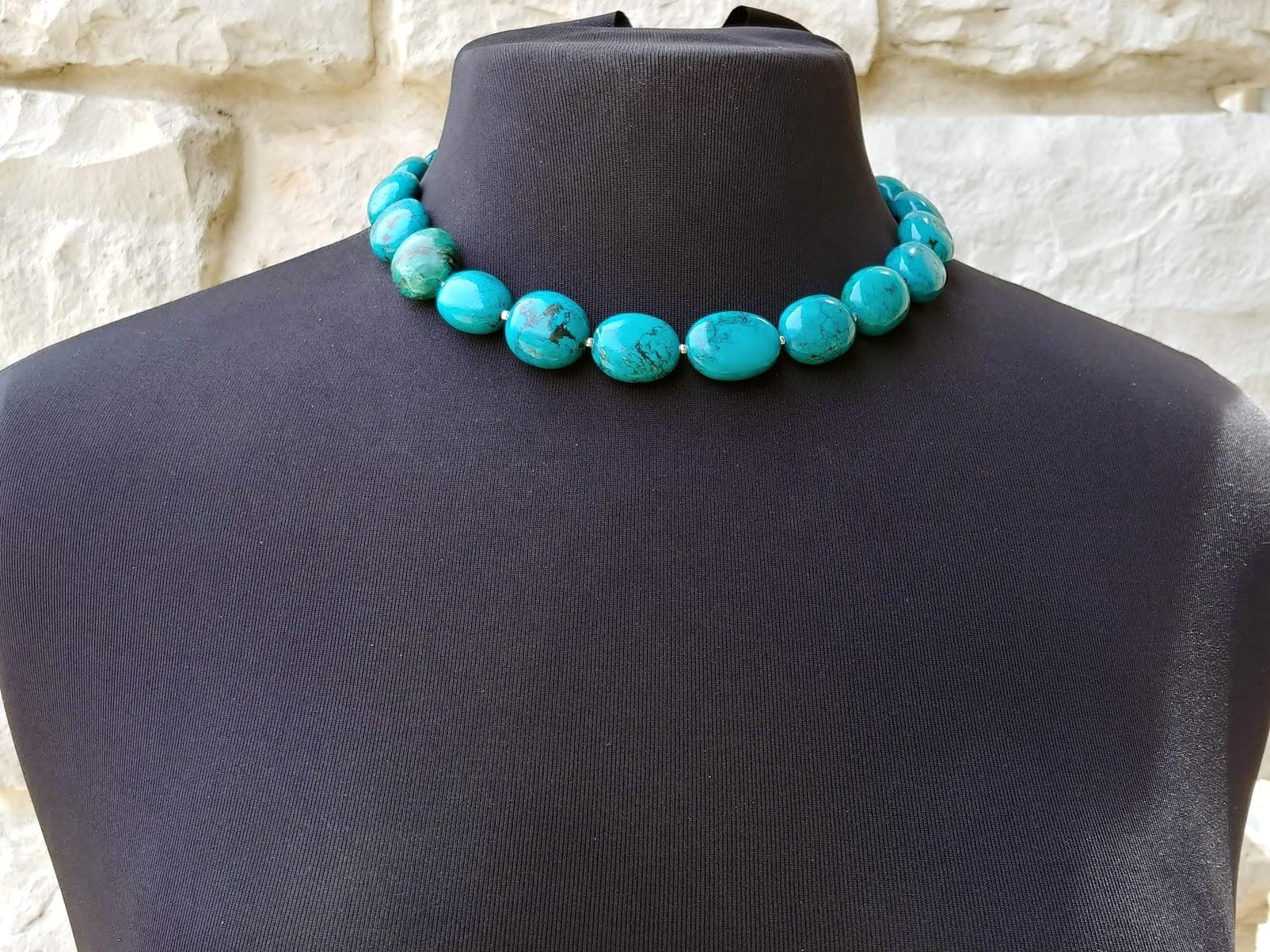 Hubei Turquoise Necklace With Turquoise Clasp For Sale 2