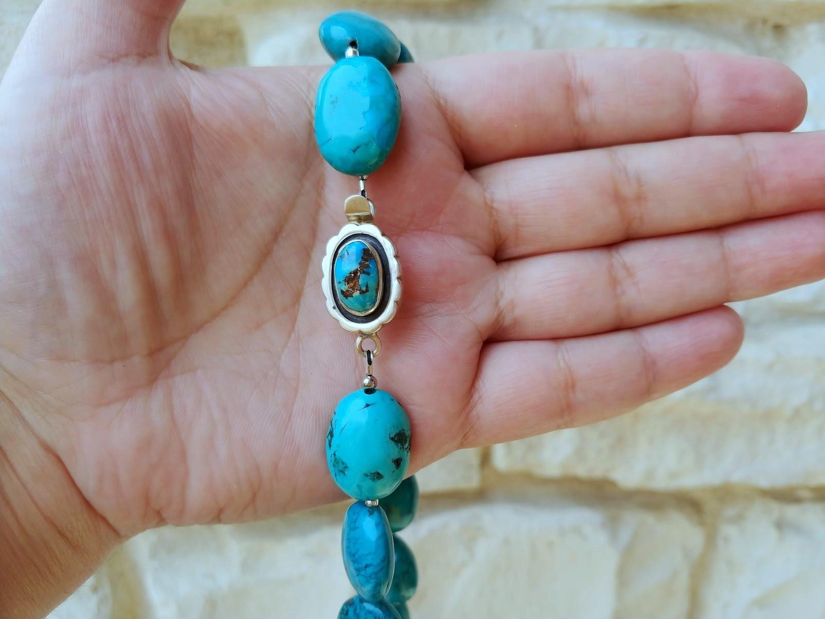 Hubei Turquoise Necklace With Turquoise Clasp For Sale 4
