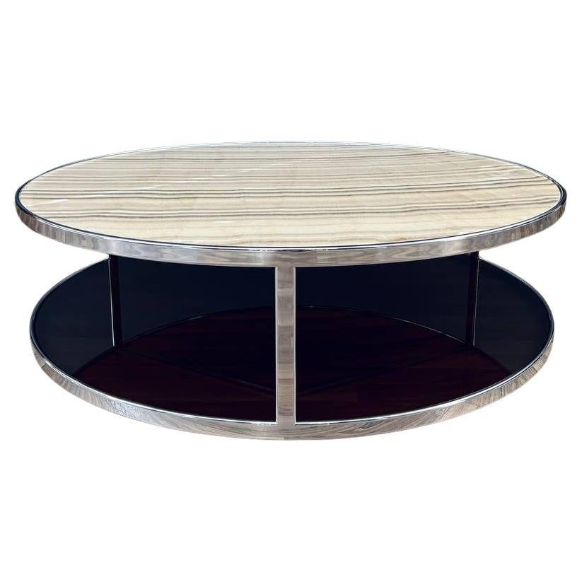 "Huber" Onyx & Chrome Coffee Table by Rodolfo Dordoni for Minotti For Sale