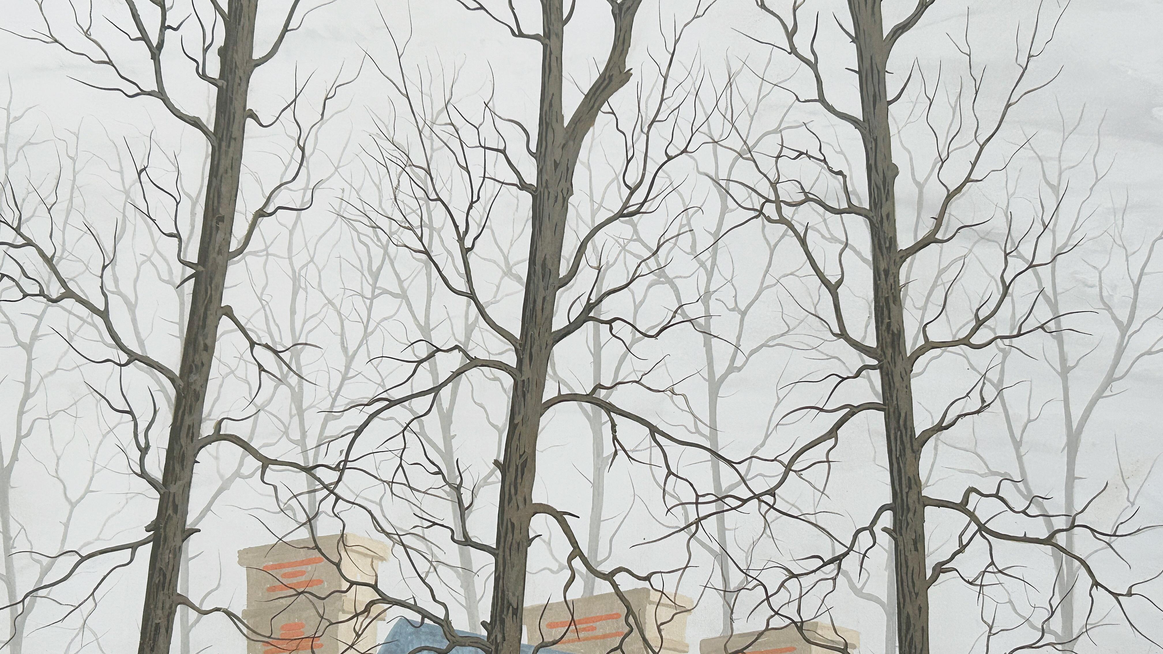 Hubert Aicardi, La Pluie (der Regen), Öl auf Tafel, um 1960 im Angebot 8