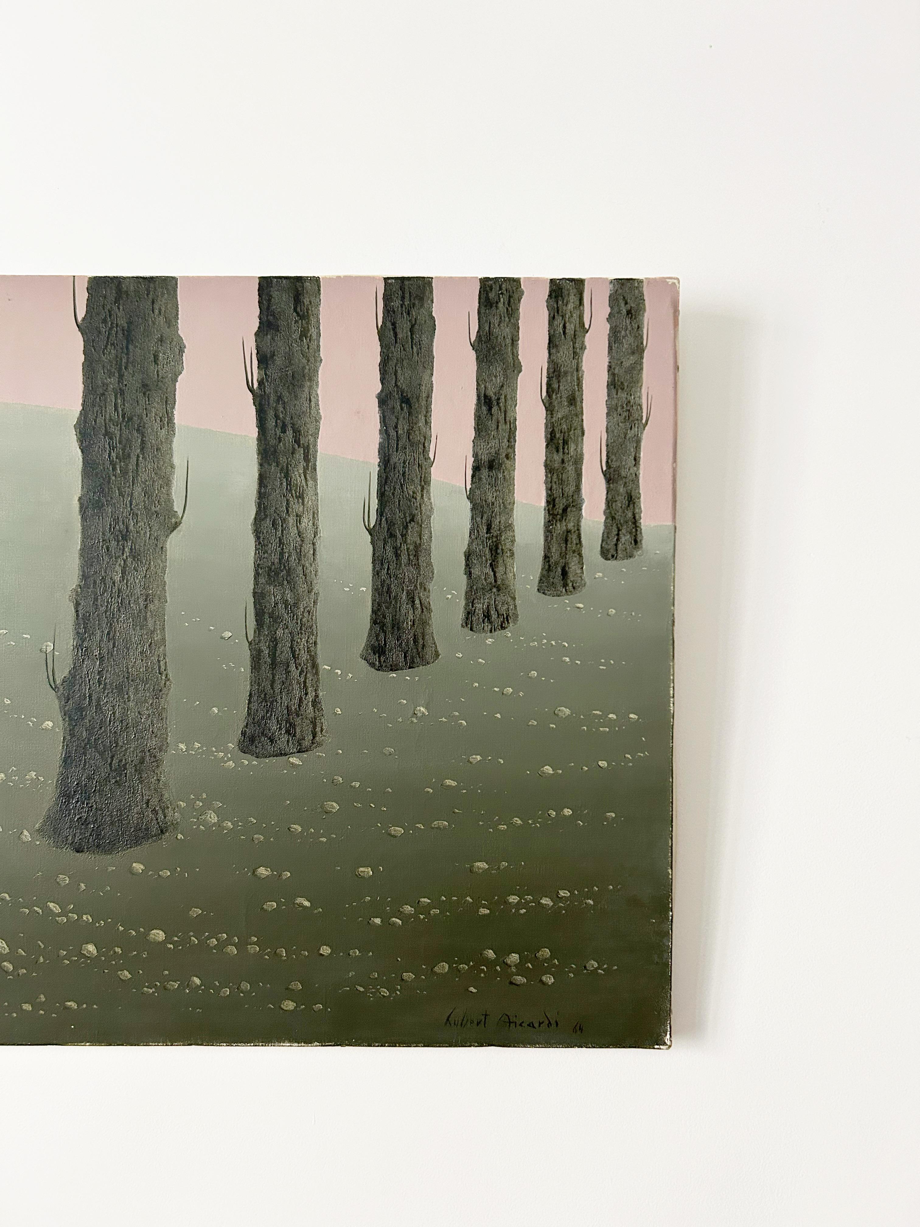 Hubert Aicardi, Landscape, tree trunks, 1964, oil on canvas For Sale 1