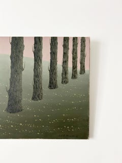 Hubert Aicardi, Landscape, tree trunks, 1964, oil on canvas