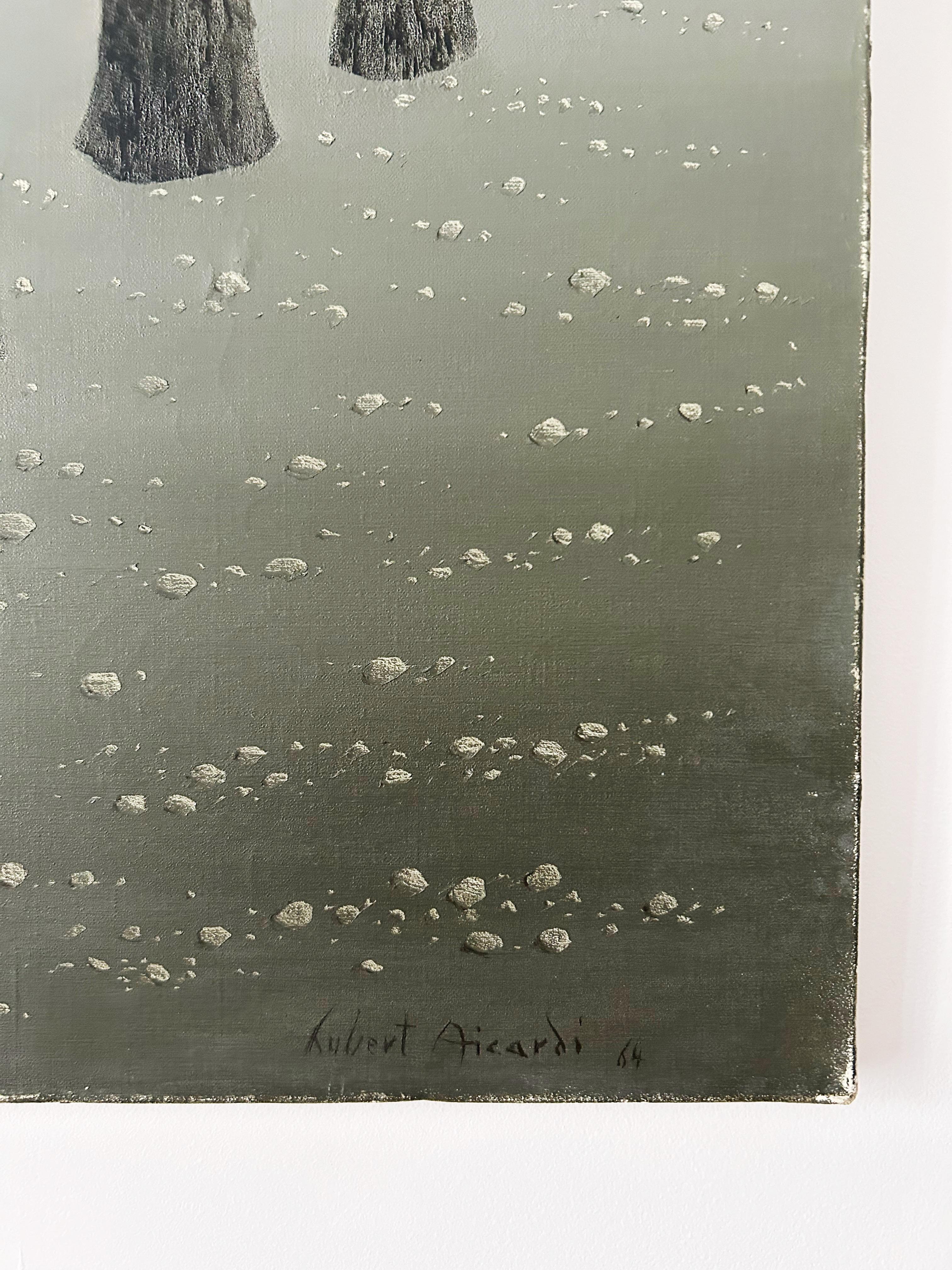 Hubert Aicardi, Paisaje, troncos de árboles, 1964, óleo sobre lienzo en venta 2