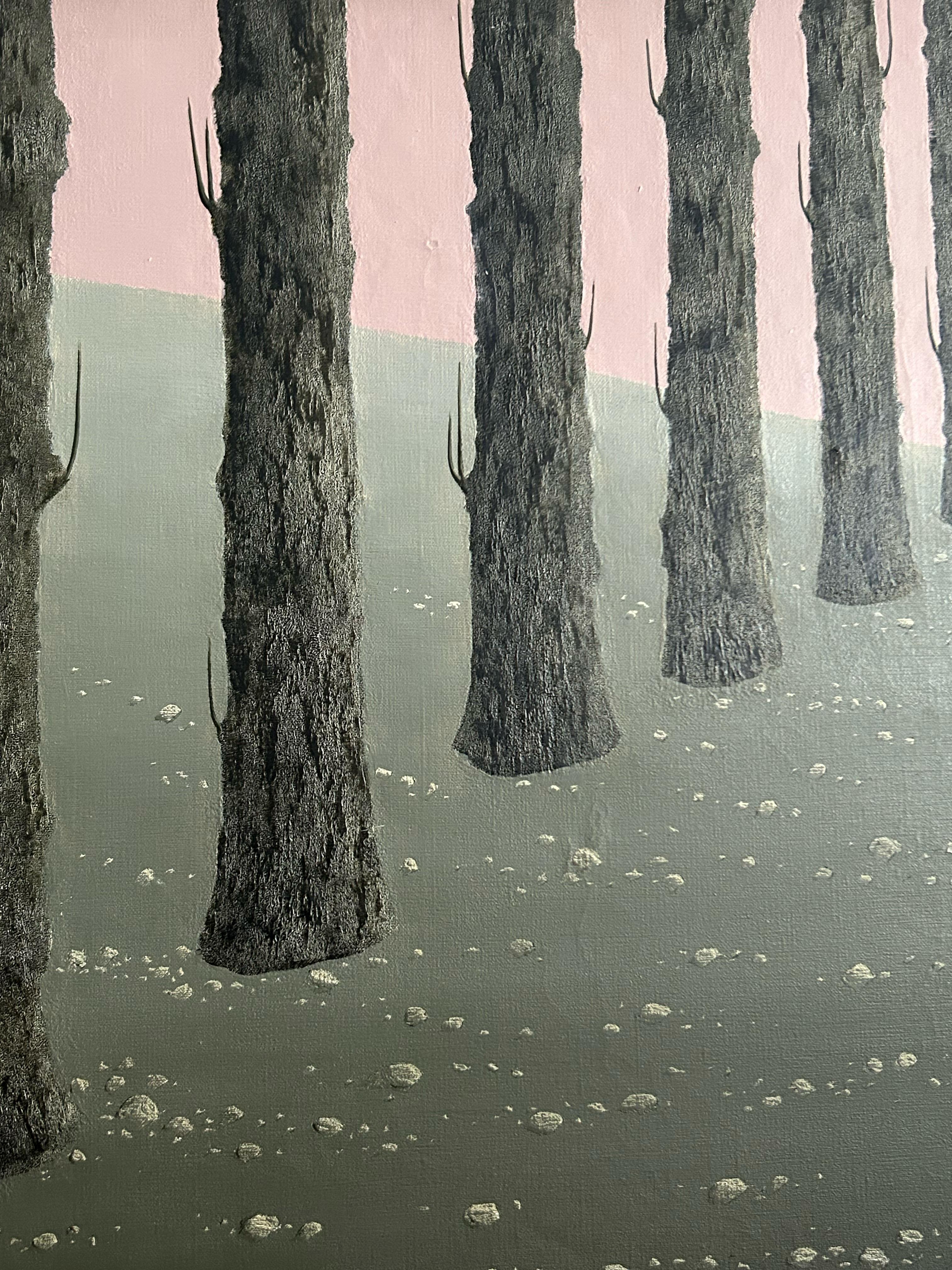Hubert Aicardi, Landscape, tree trunks, 1964, oil on canvas For Sale 4