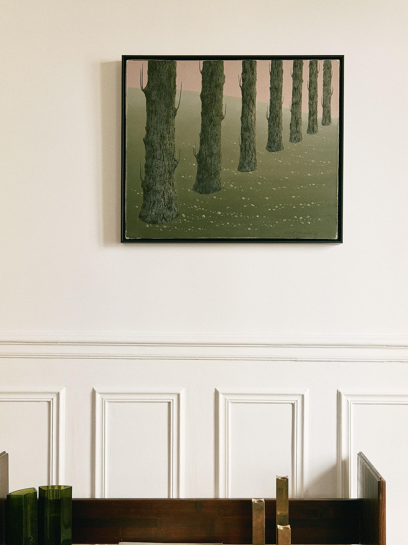Hubert Aicardi, Landschaft, Baumstämme, 1964, Öl auf Leinwand im Angebot 7
