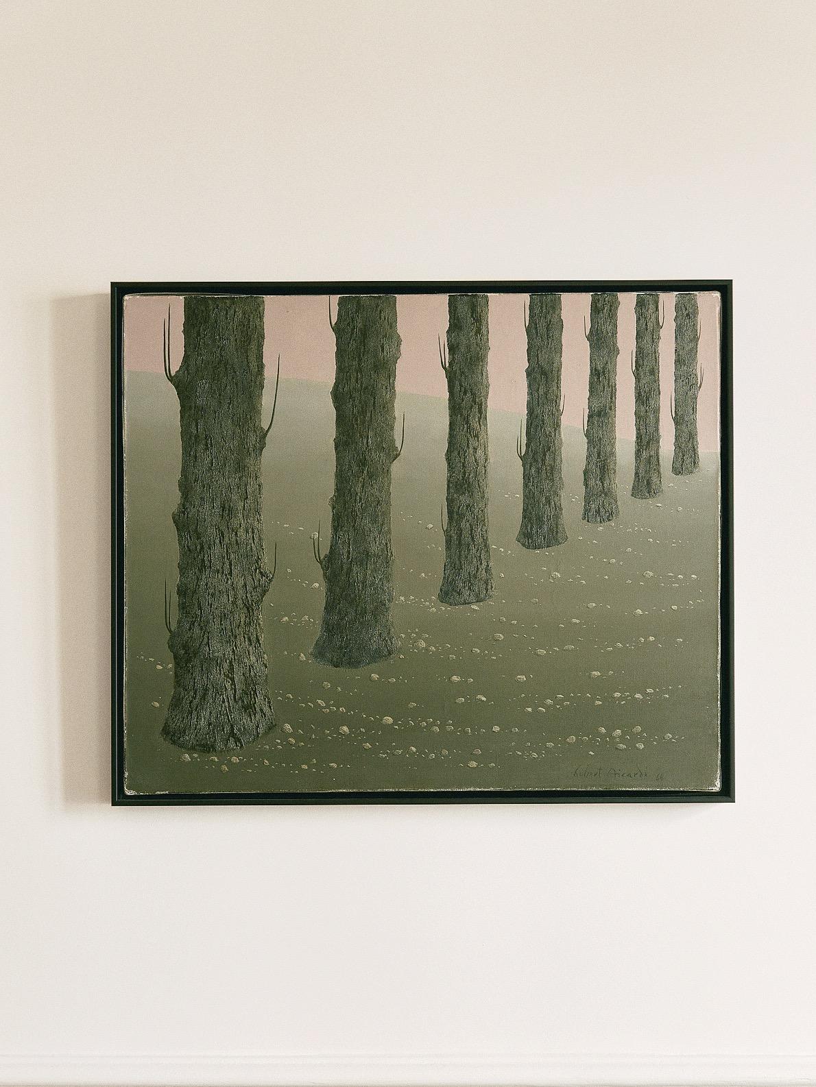 Hubert AICARDI (1922-1991)
Landschaft, Baumstämme, 1964
Öl auf Leinwand
Signiert und datiert "64" unten rechts
46 x 55 cm

ubert Aicardi ist ein Maler der provenzalischen Schule, der 1922 in Marseille geboren wurde. Er besuchte "die Maler von