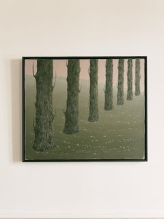 Hubert Aicardi, Landschaft, Baumstämme, 1964, Öl auf Leinwand