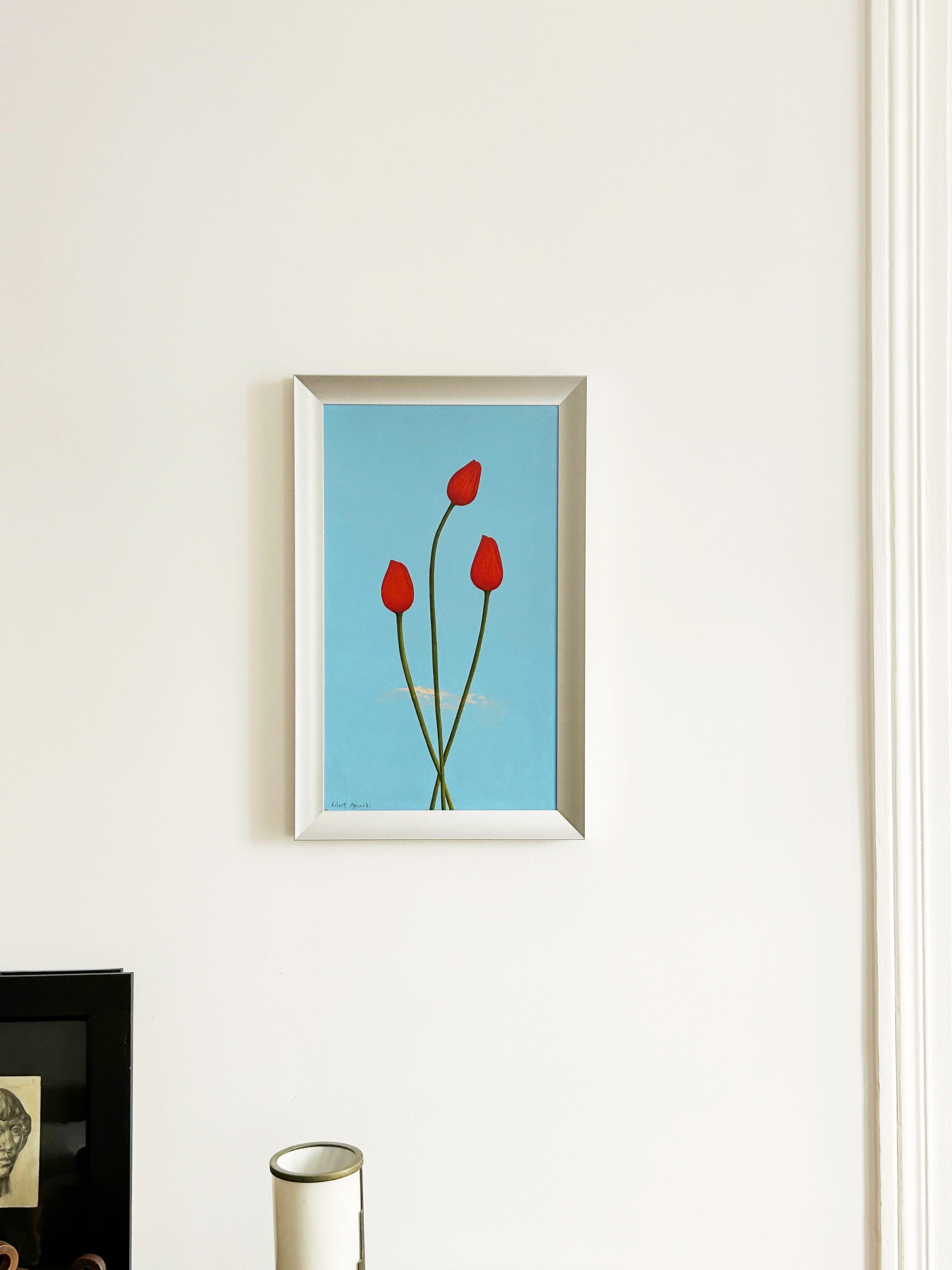 Hubert Aicardi, Red tulips, circa 1960, oil on panel For Sale 1