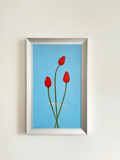 Hubert Aicardi, Red tulips, circa 1960, oil on panel