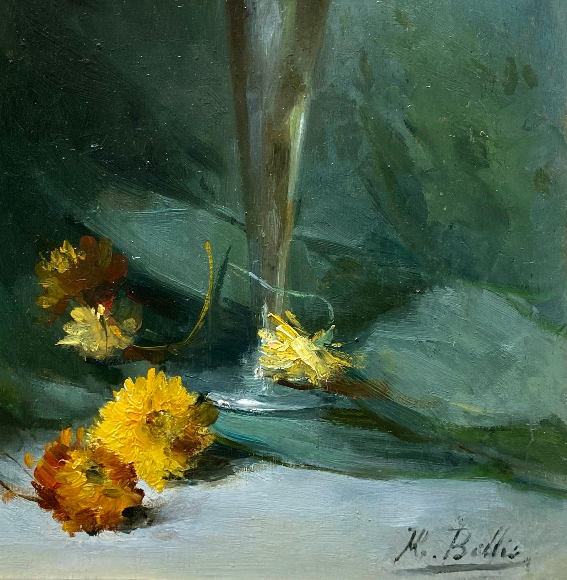 'Red and Yellow Roses' by Hubert Bellis ( 1831 - Brussel - 1902), Belgian For Sale 6