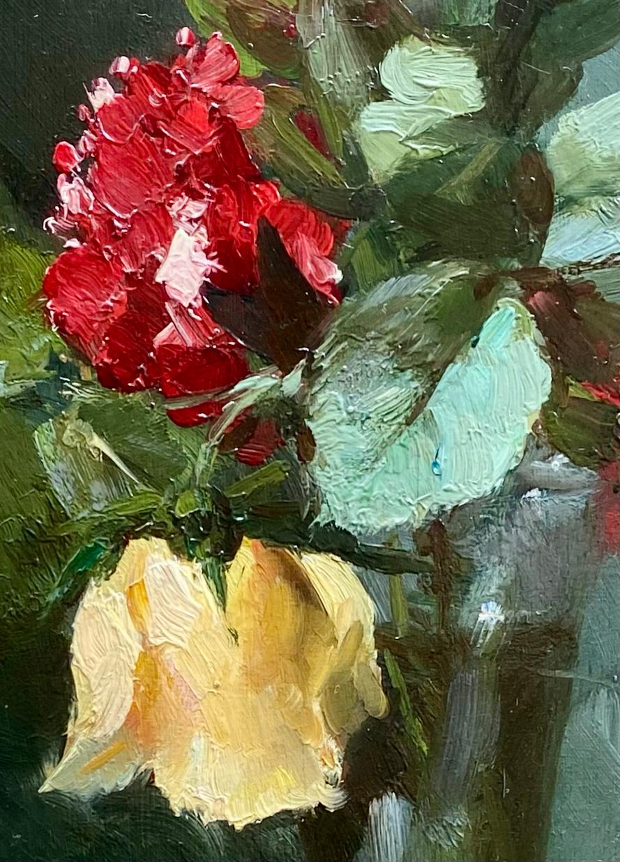 Hubert Bellis
1831 - Brussels - 1902
Belgian Painter

'Red and Yellow Roses in a Glass Vase'

Signature: signed lower right 
Medium: oil on panel
Dimensions: image size 43,50 x 23 cm, frame size 61,50 x 41 cm

Biography: Bellis Hubert