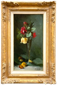 Rosas rojas y amarillas" de Hubert Bellis ( 1831 - Bruselas - 1902), belga
