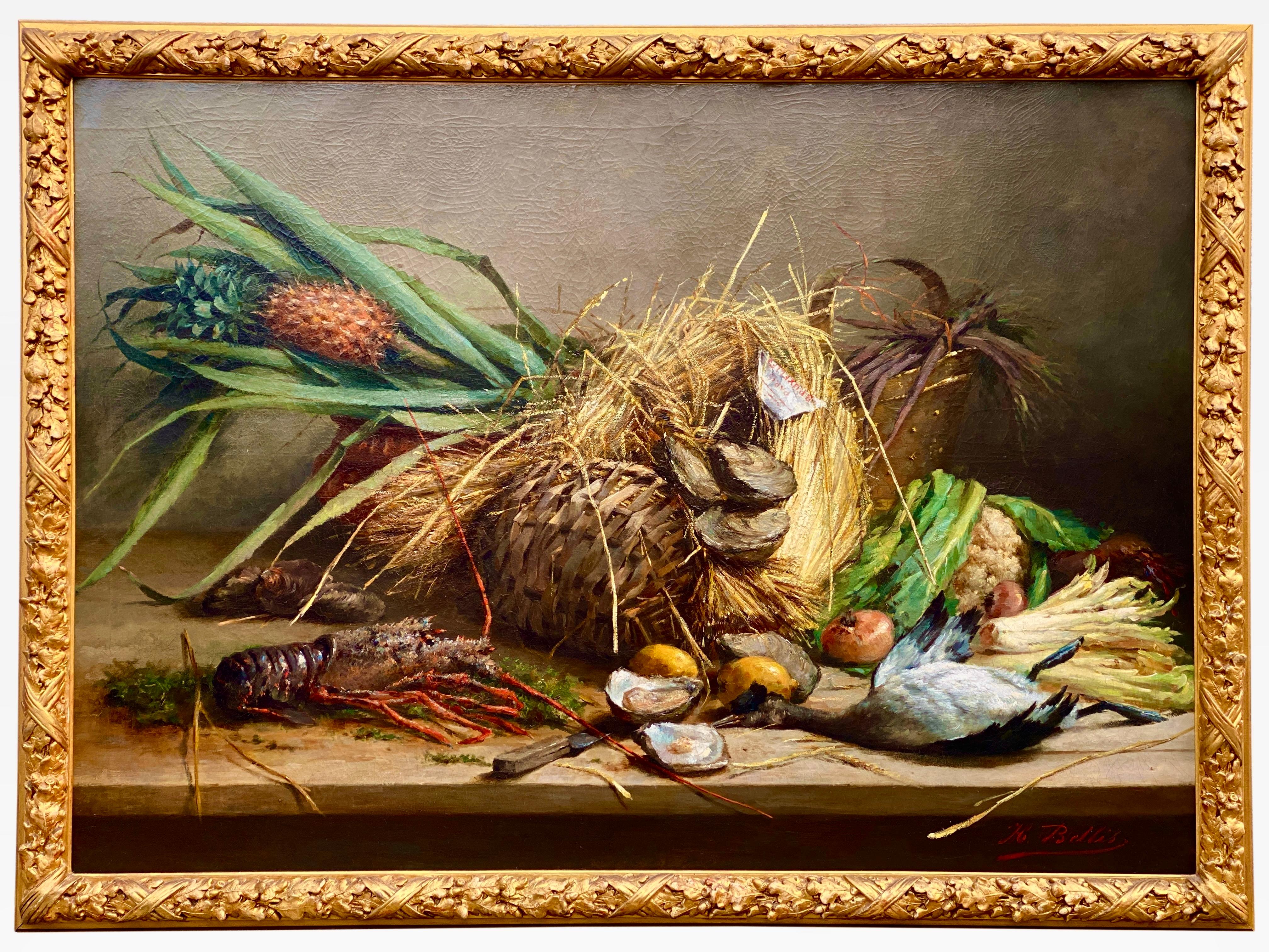Hubert Bellis
Bruxelles 1831 - 1902 Schaerbeek
Peintre belge

Nature morte au homard, aux huîtres et au canard

Signature : Signé en bas à droiteu2028
Médium : Huile sur toileu2028
Dimensions : Taille de l'image 100 x 140 cm, taille du cadre 114 x