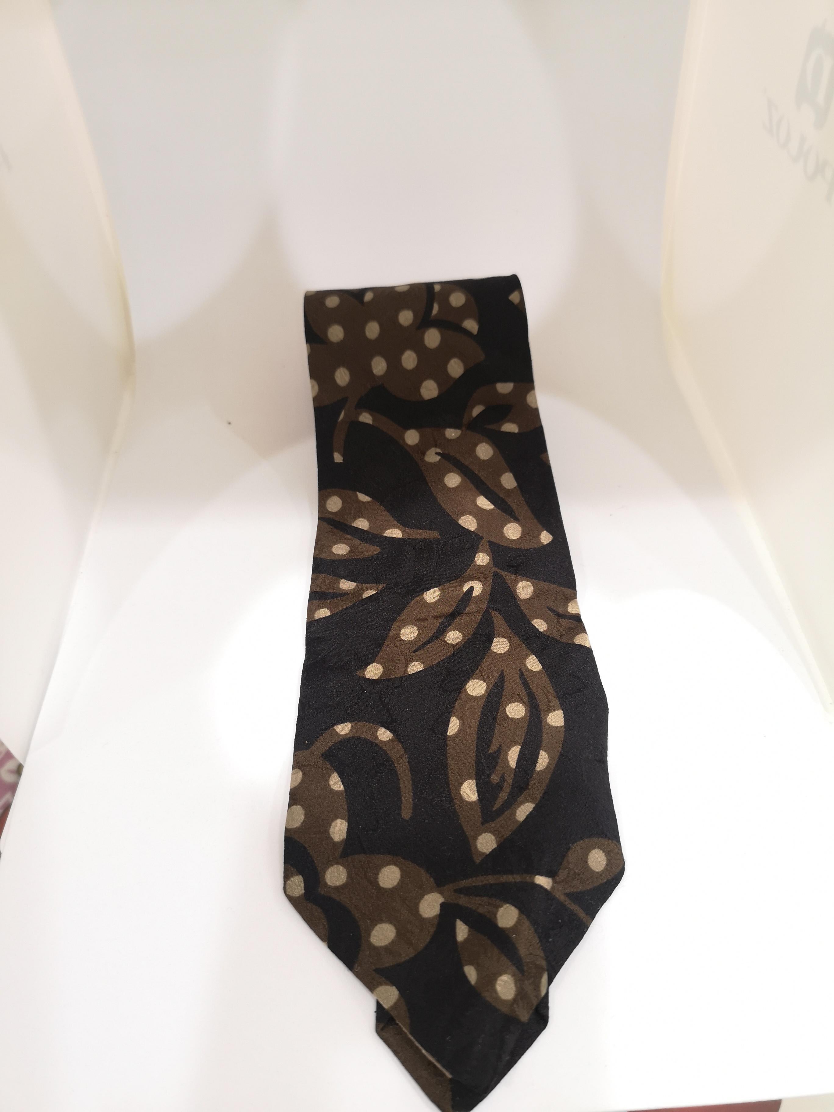 Hubert black and brown silk tie 4