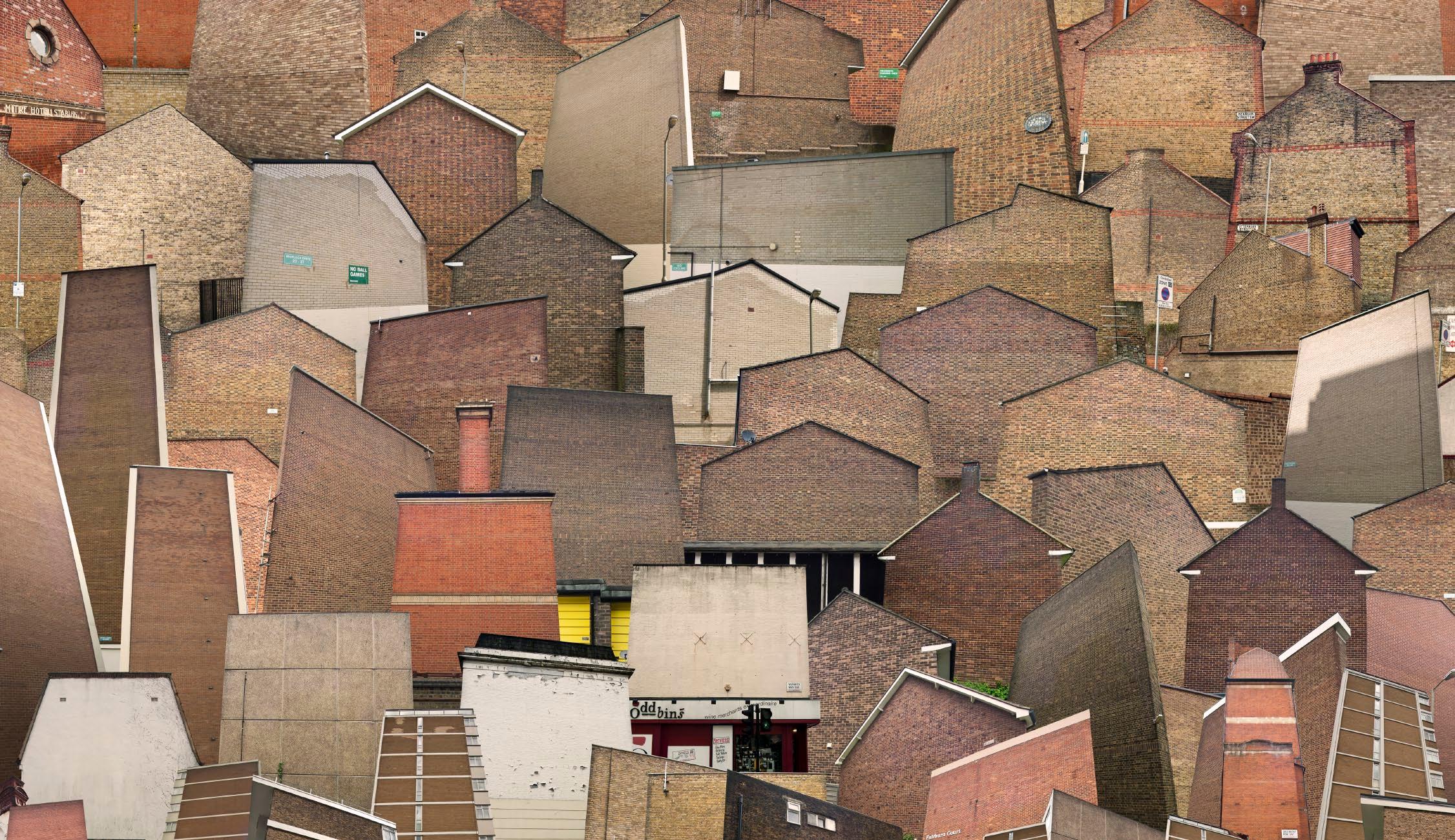 Hubert Blanz Landscape Photograph - Home Seekers 5 - 21st Century Color Architectural Brick Photography London