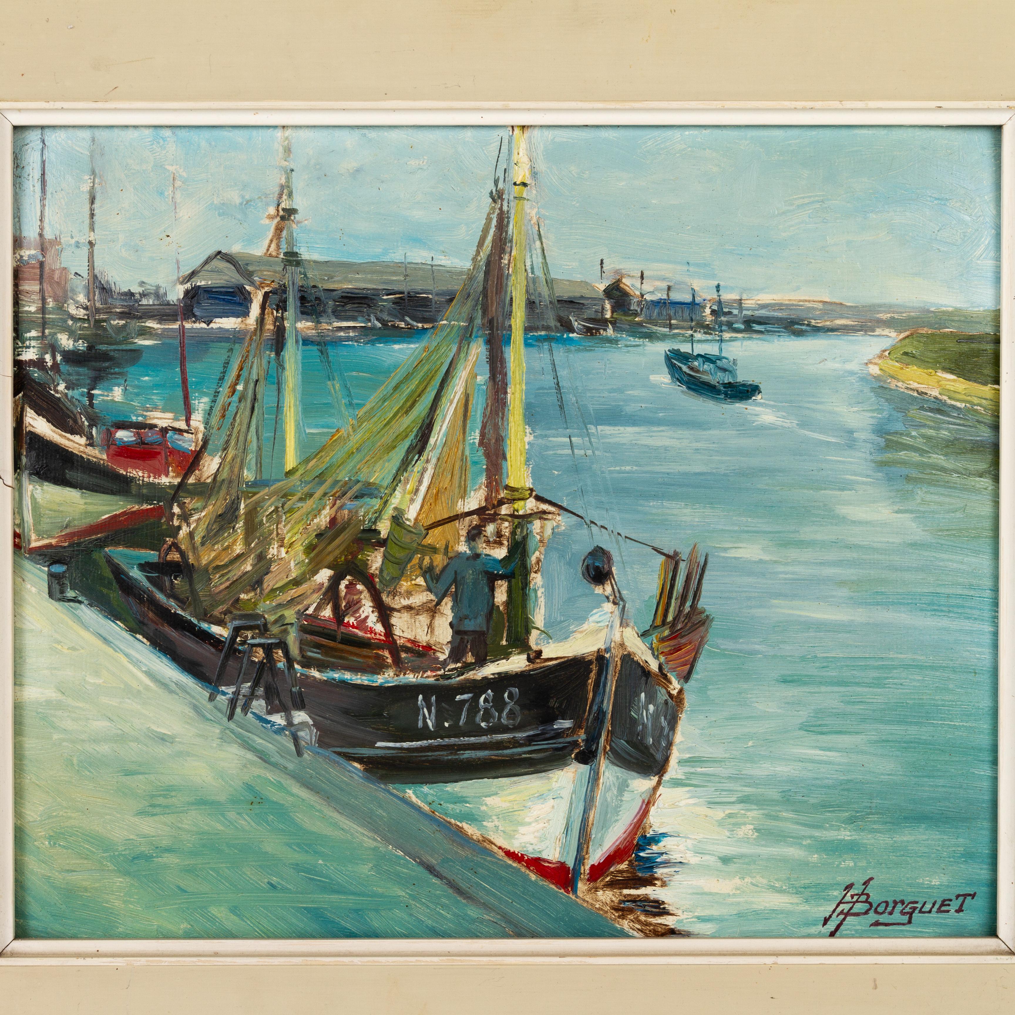In good condition
From a private collection
Free international shipping
Hubert Borguet Belgian Oil Painting Signed Canal Boats

