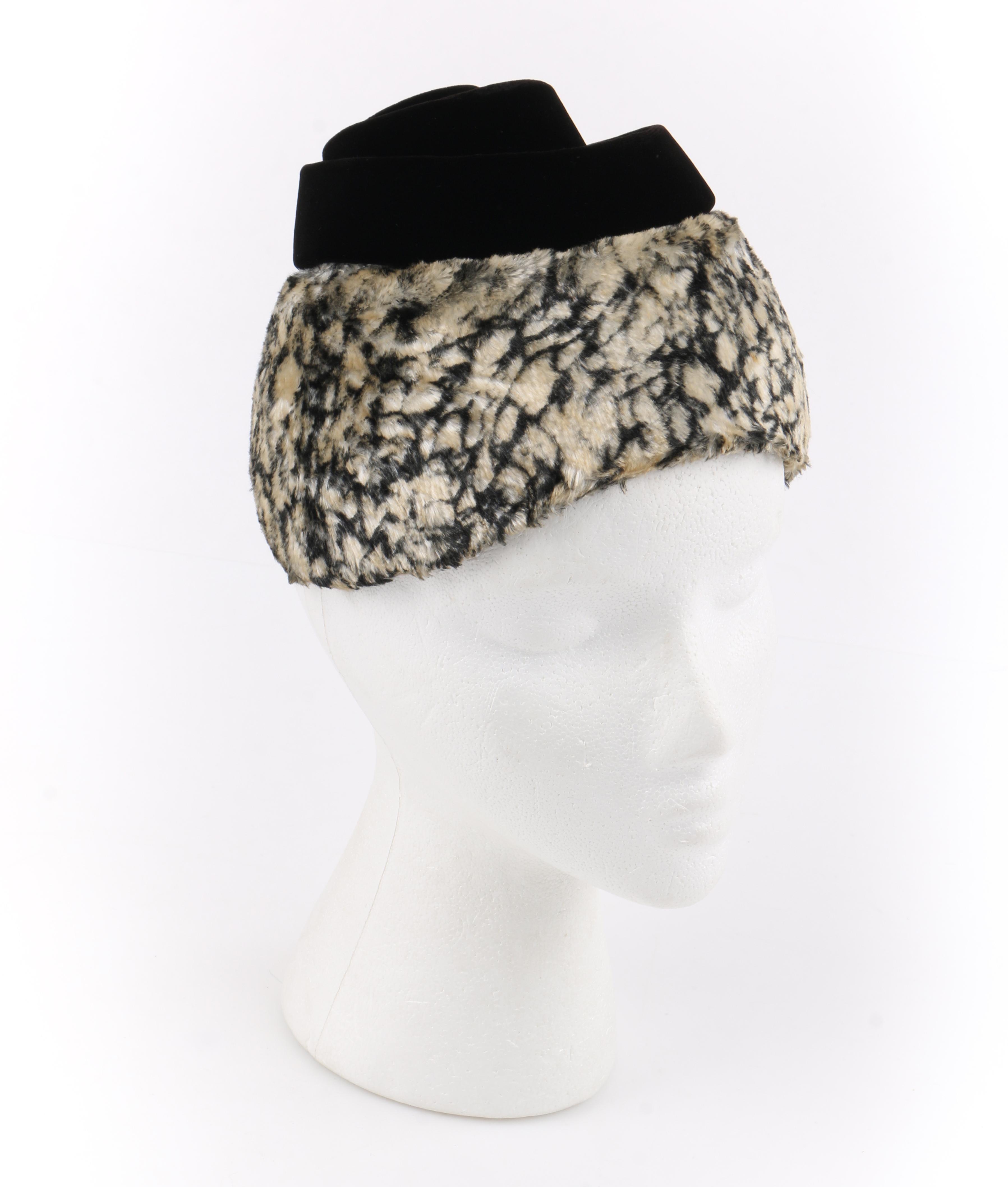 HUBERT de GIVENCHY c.1950's Silk Velvet Juliette Calot Cap Hat For Sale 2