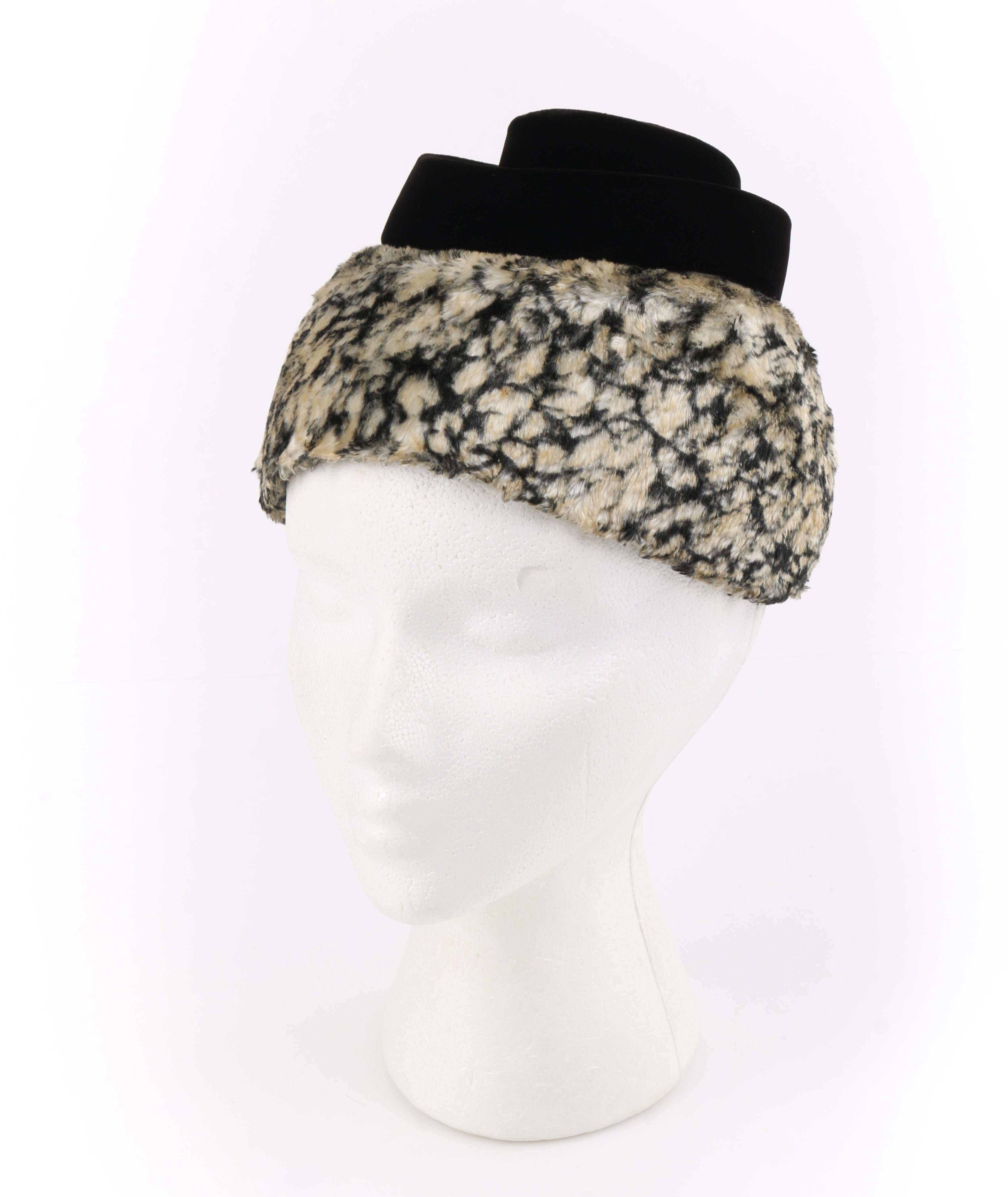 HUBERT de GIVENCHY c.1950's Silk Velvet Juliette Calot Cap Hat For Sale 3