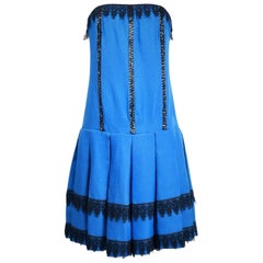 Vintage Hubert de Givenchy Cocktail Dress in Gazar Silk and Lace Circa 1968/1970