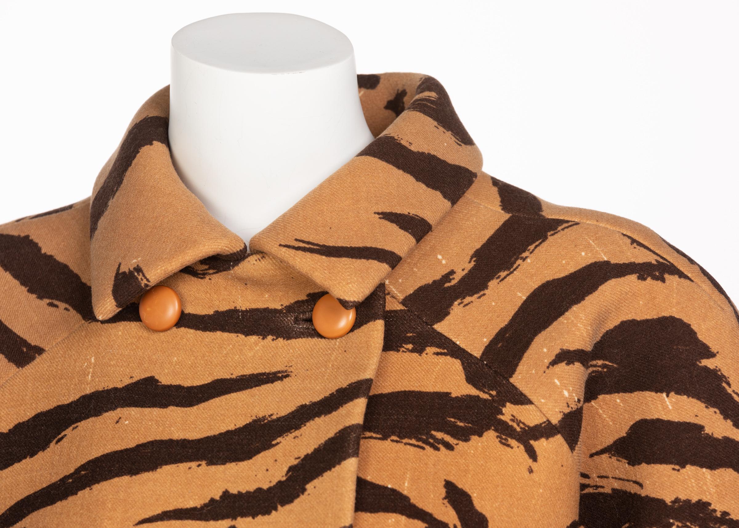 Hubert de Givenchy Haute Couture Coat Tiger Print Coat  Documented , 1969 In Excellent Condition In Boca Raton, FL