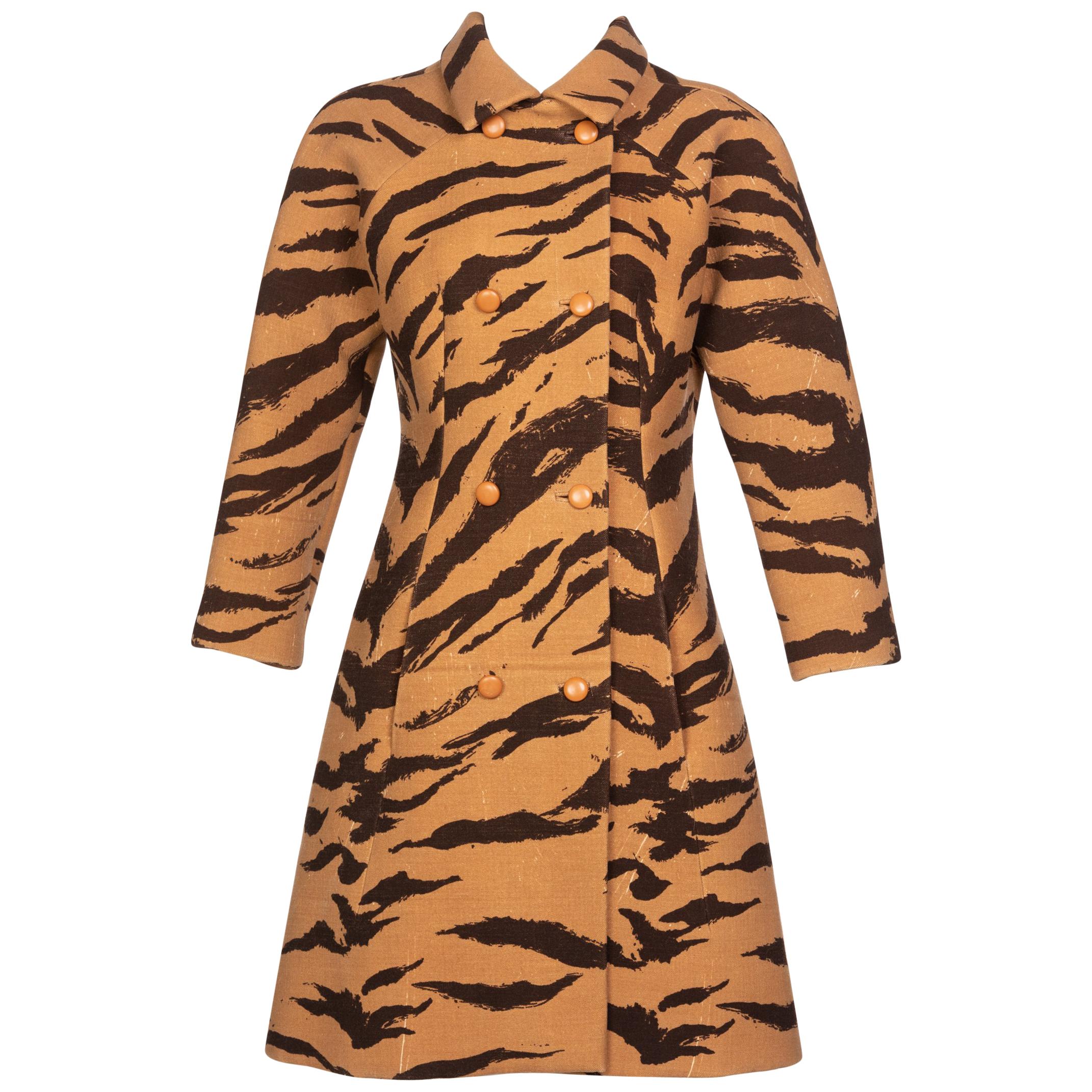 Hubert de Givenchy Haute Couture Coat Tiger Print Coat  Documented , 1969