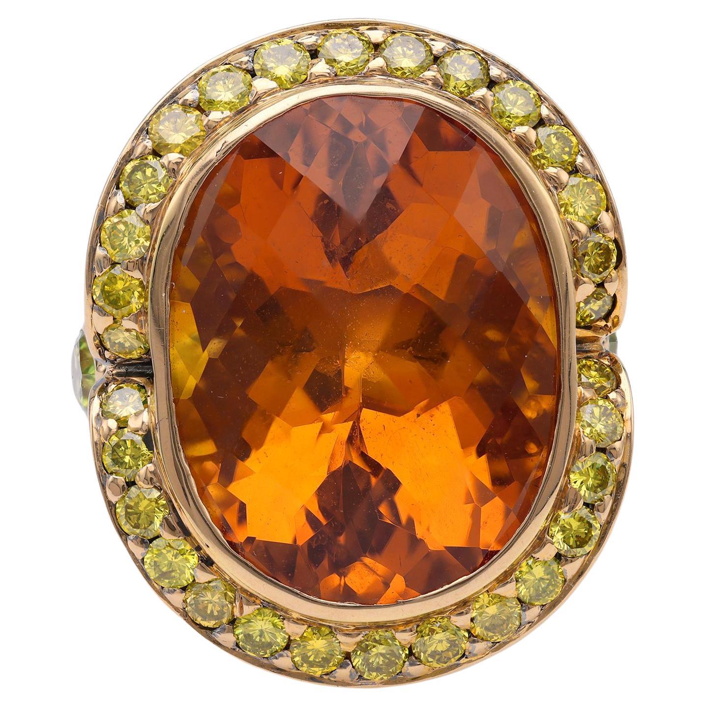Hubert Gemstone Yellow Gold Cocktail Ring For Sale
