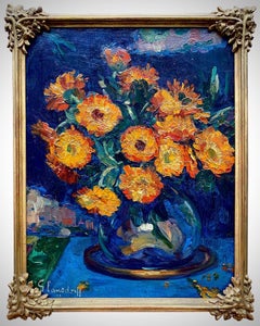 Vase of Orange Gerberas, Hubert Glansdorff, Brussels 1877 – 1963 Knokke, Signed