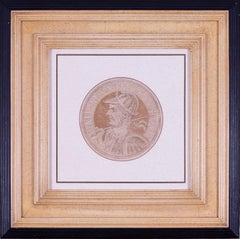 Four chiaroscuro medallion portrait woodcuts of emperors in sepia tones c.1557