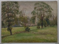 Hubert Hennes (n.1907) - 1935 Óleo, El patio de la iglesia