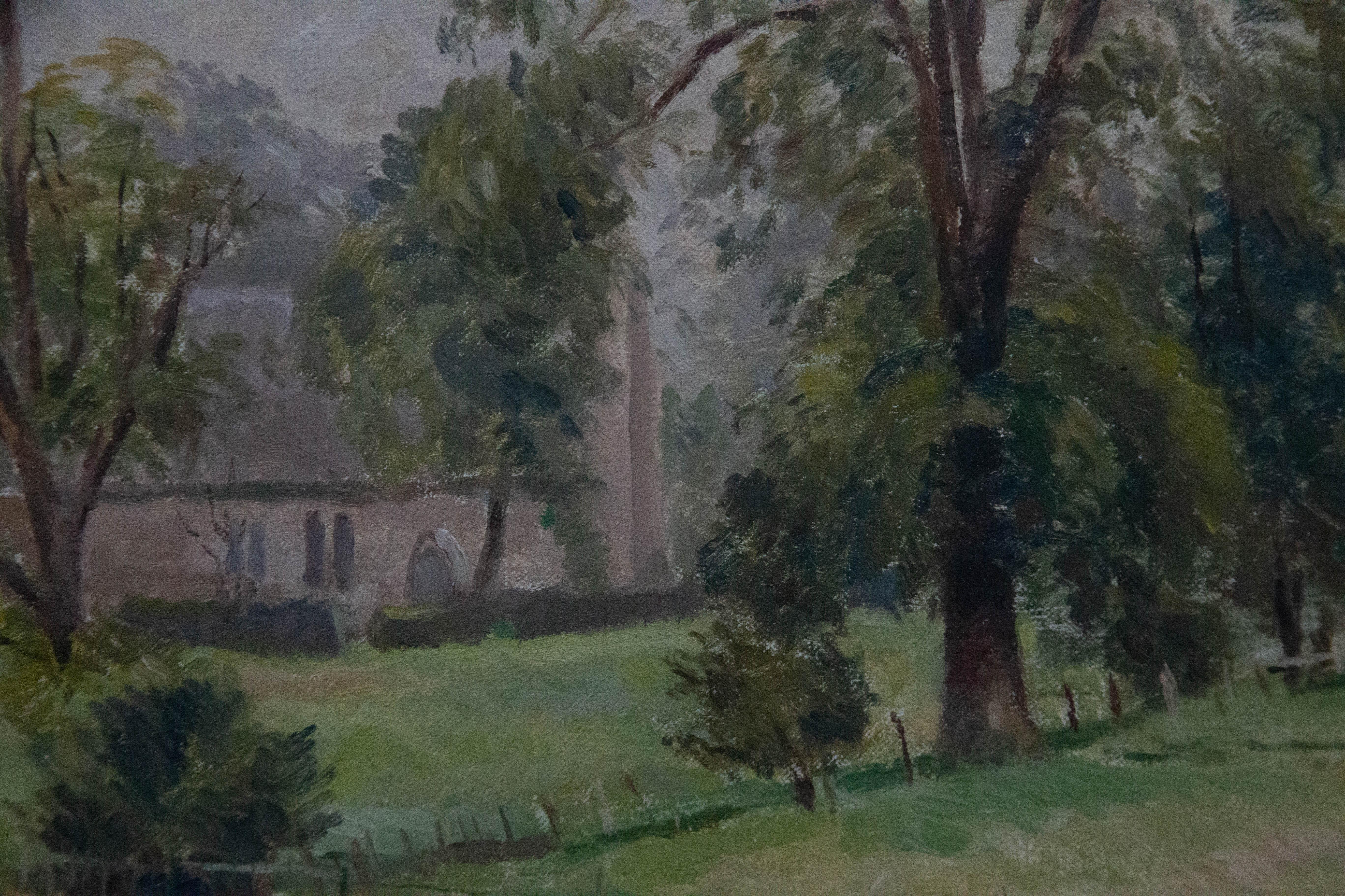 Hubert Hennes (b.1907) - 1935 Oil, The Churchyard For Sale 3