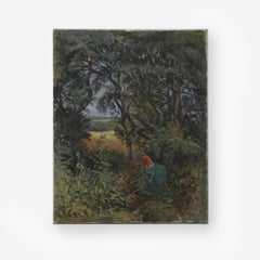 Hubert Hennes (n.1907) - Mediados del siglo XX Óleo, Un paseo por el campo