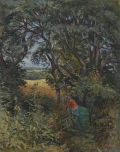 Hubert Hennes (geb. 1907) – Ölgemälde, Ein Landweg, Mitte des 20. Jahrhunderts