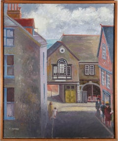 Hubert Hennes (b.1907) - Mid 20th Century Oil, Walking Through Town