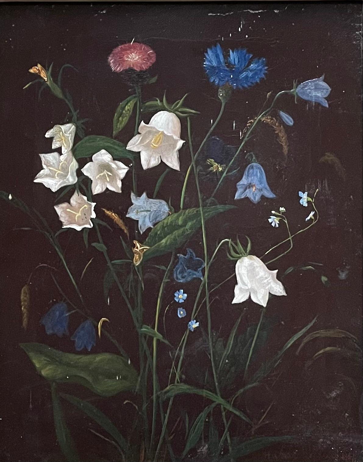 Hubert Henrard - 19th Century Belgian Still Life of wildflowers For Sale 1