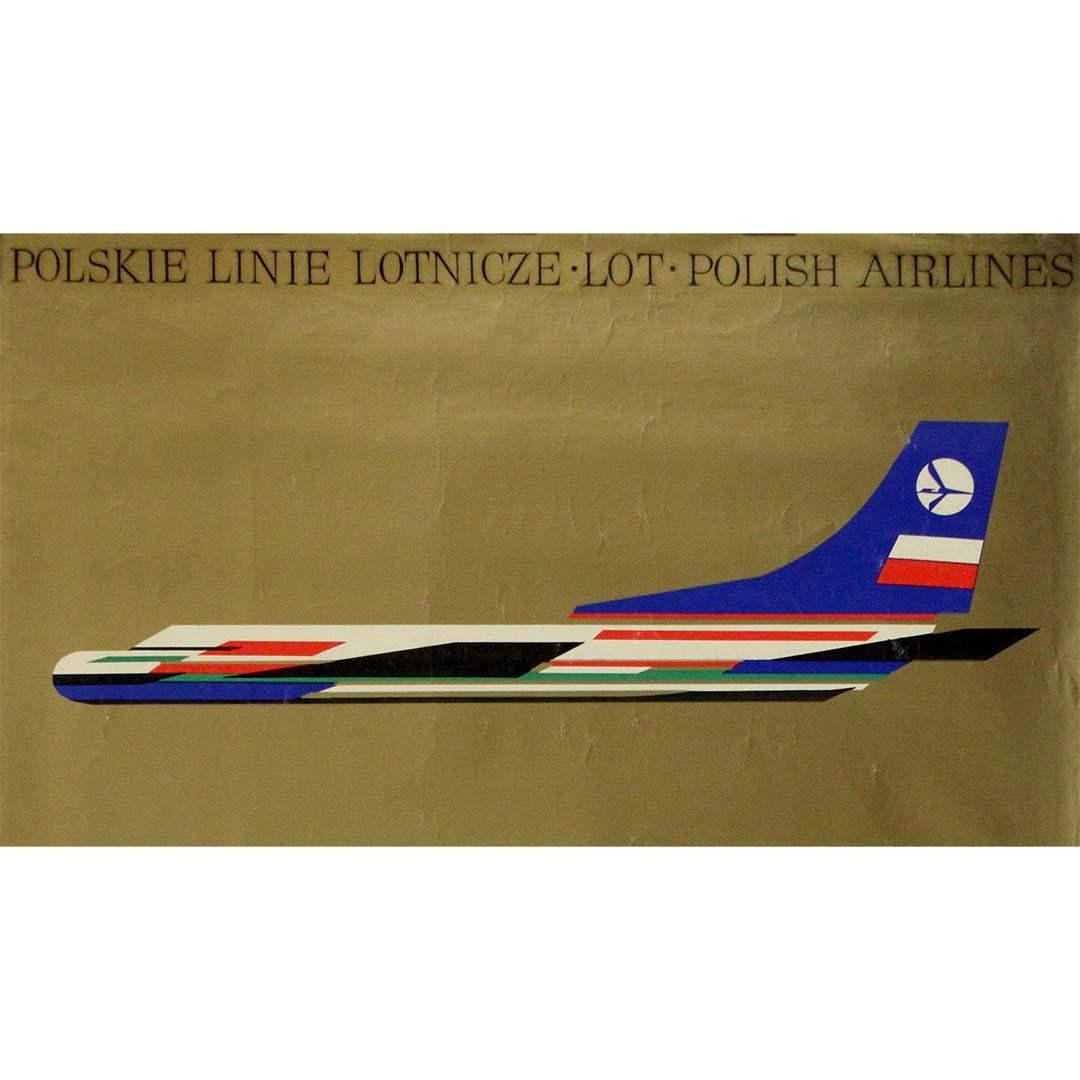 Affiche originale de l'entreprise aérienne Fly by LOT Polish Airlines, 1962 en vente 1