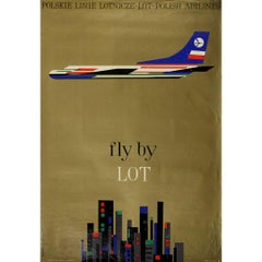 1962 original airline poster Fly by LOT Polish Airlines