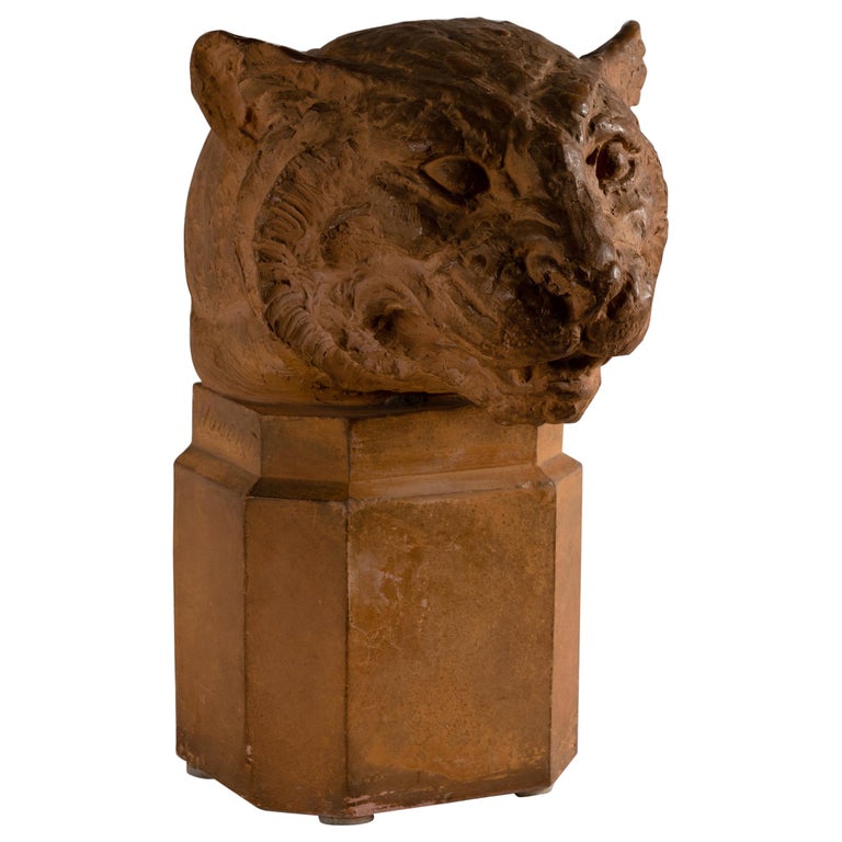 Hubert Hubert, Sculpture Puma en terre cuite, France, milieu du 20e siècle  En vente sur 1stDibs