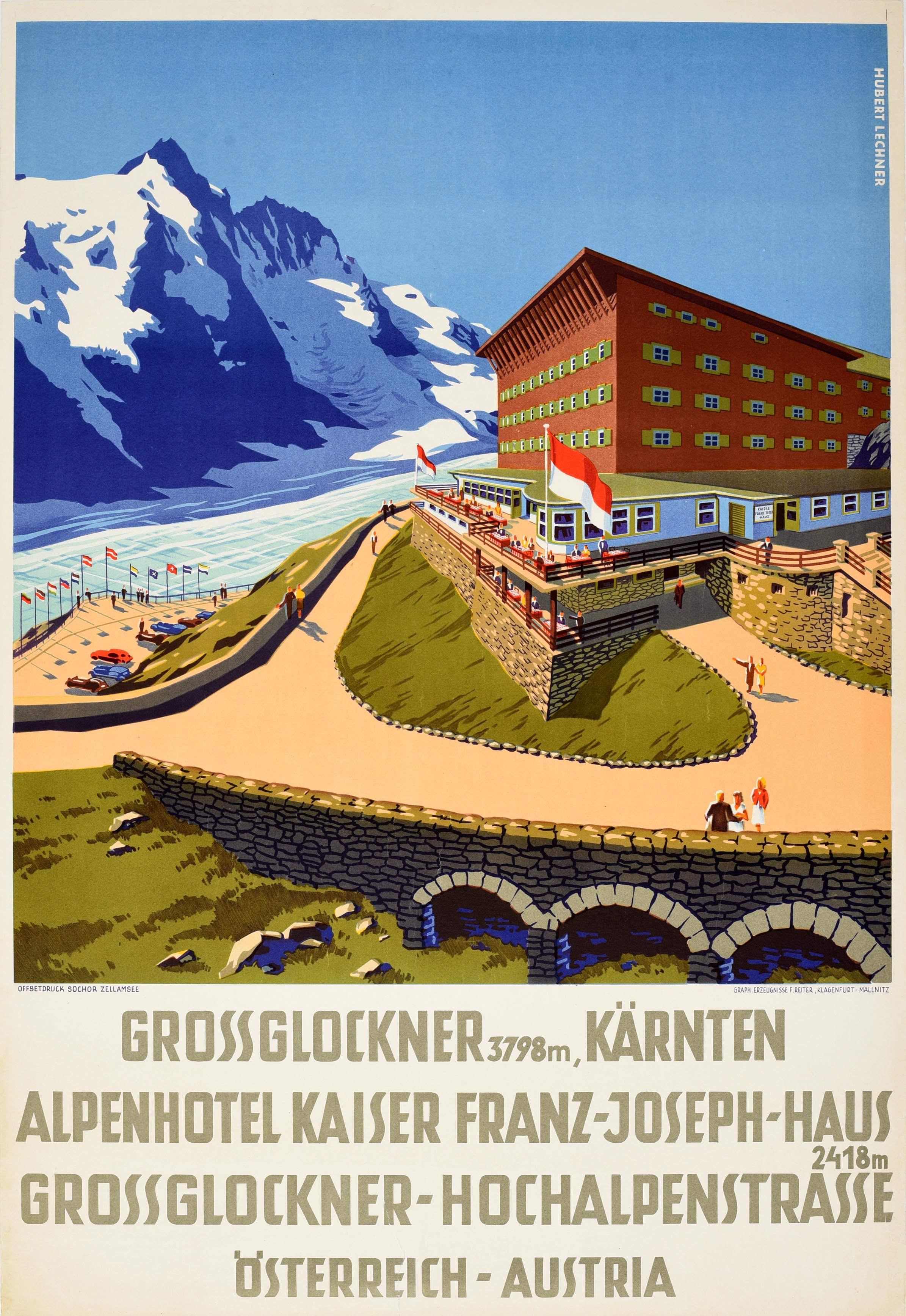 Hubert Lechner Print - Original Vintage Travel Poster Kaiser Franz Joseph Haus Hotel Austria Lechner