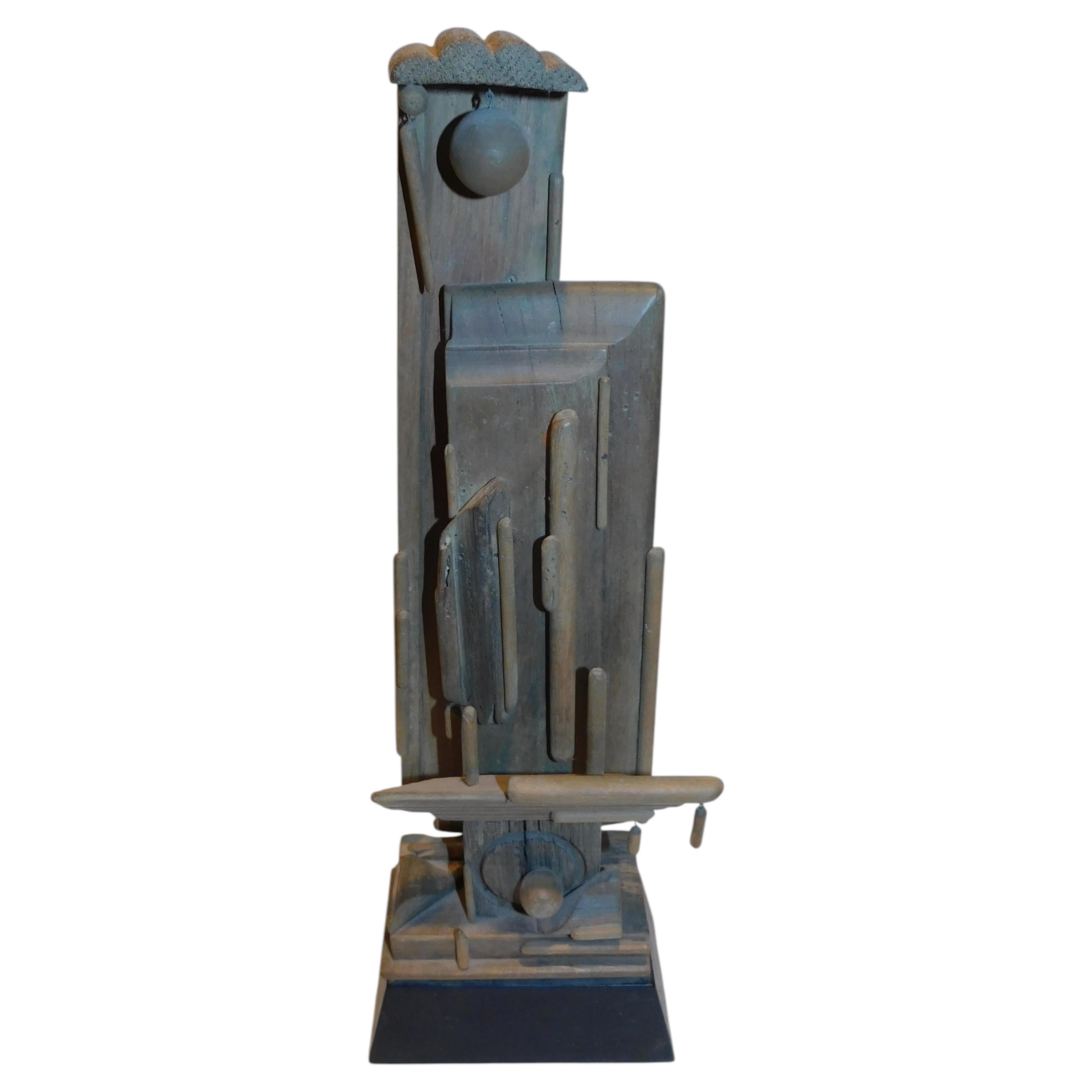 Hubert Long Geometric Wood Sculpture 1966