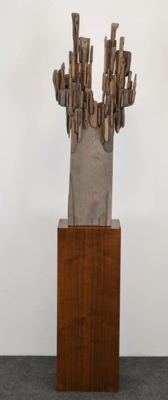 Hubert Long "Guardian" Wood Sculpture, 1970s
