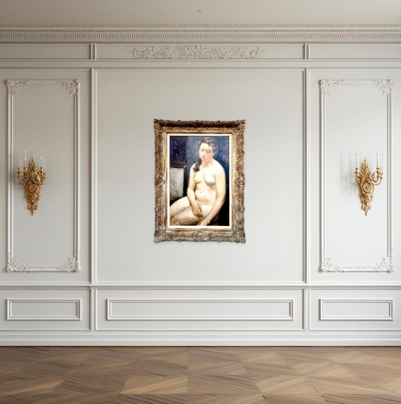 Hubert Malfait, 1898 – 1971, Belgian Painter, 'Sitting Nude', Signed top left For Sale 2
