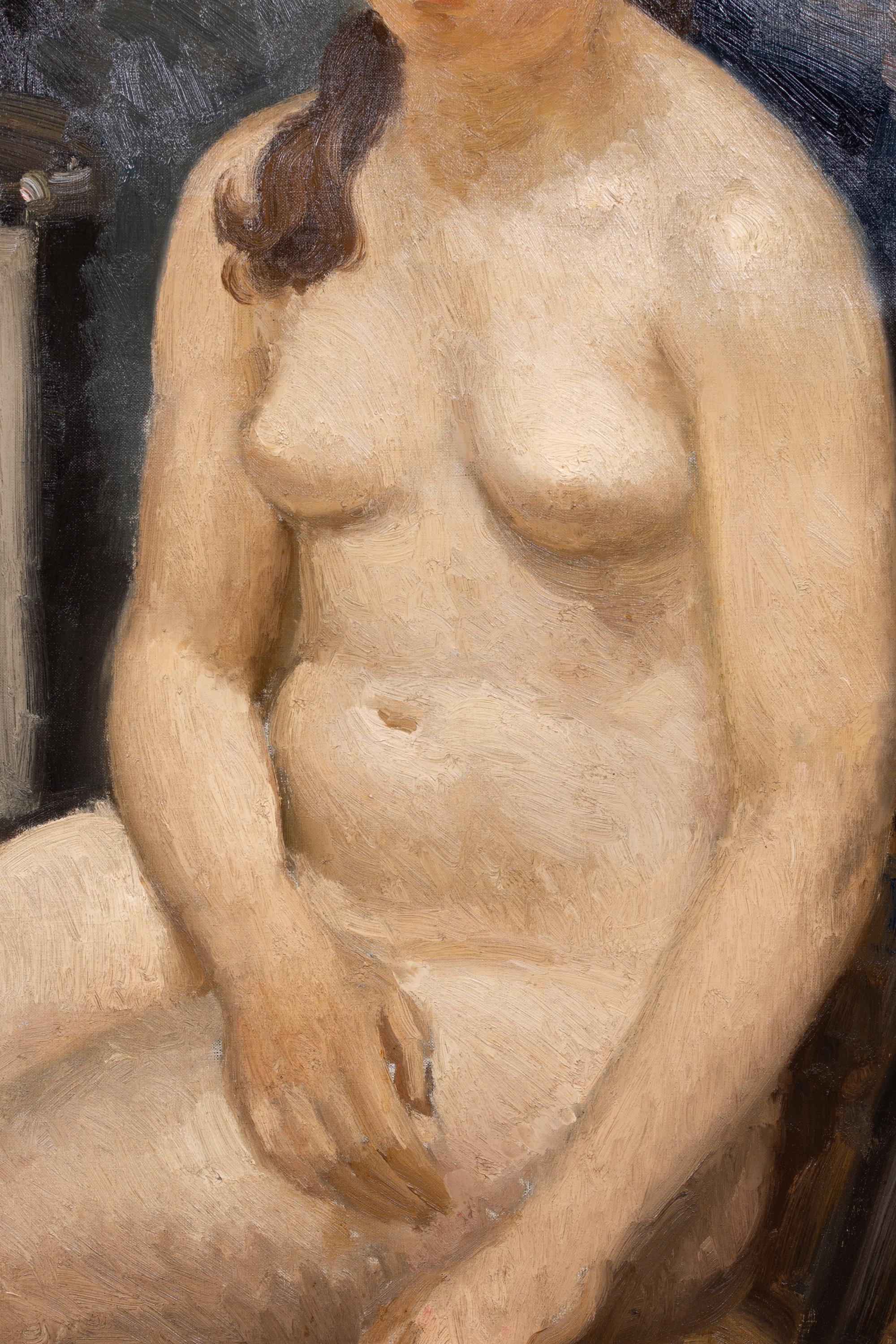 'Nudo seduto' di Hubert Malfait (1898 - 1971), Belgio, firmato in alto a sinistra 12
