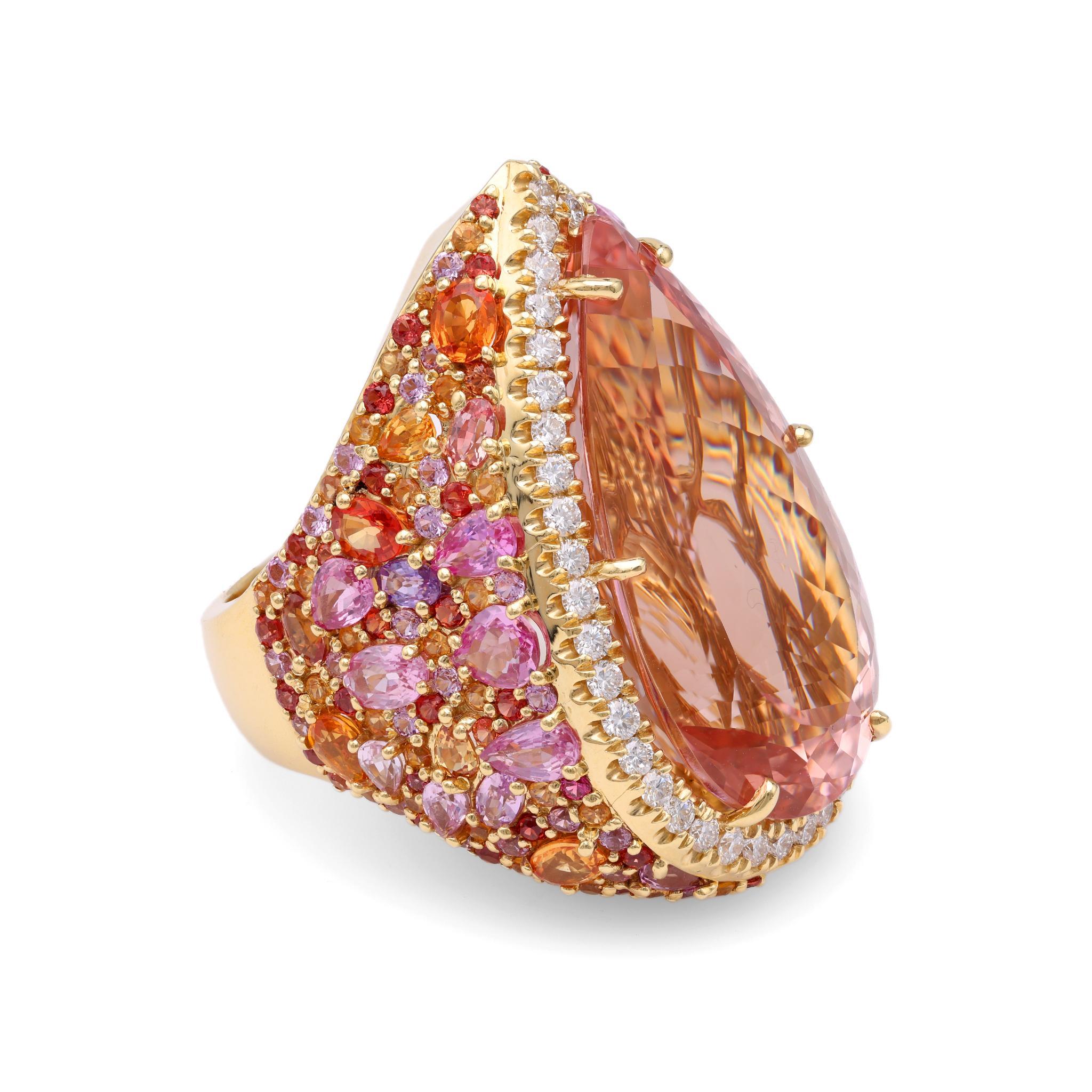 Modern Hubert Morganite Sapphire Diamond 18k gold Cocktail Ring For Sale