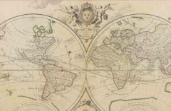 World Map - Etching by Hubert Nicholas-Jaillot - 1719