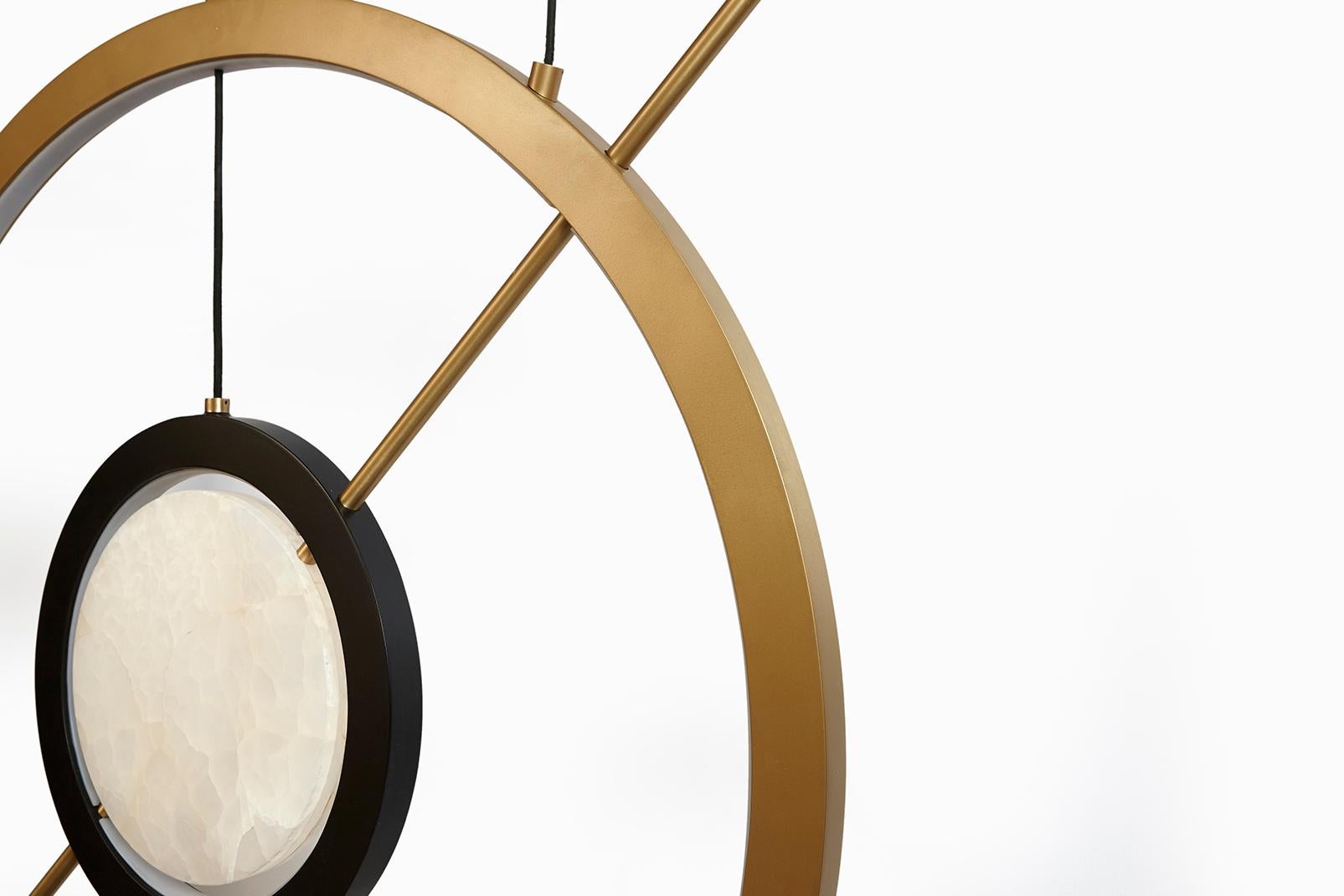 Hubert Pendant Contemporary Light in Brass and Onyx 7