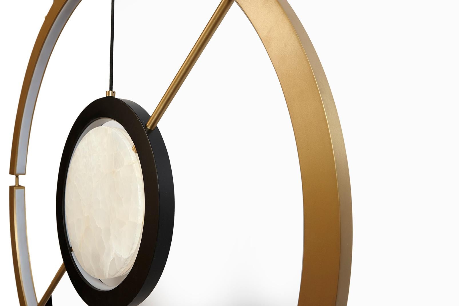 Hubert Pendant Contemporary Light in Brass and Onyx For Sale 9