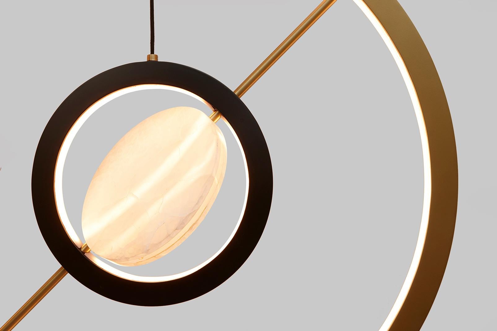 Hubert Pendant Contemporary Light in Brass and Onyx For Sale 10